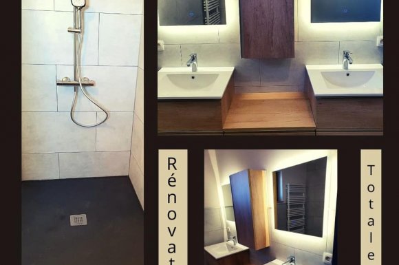 Rénovation de salle de bain style naturel et design à Mons 