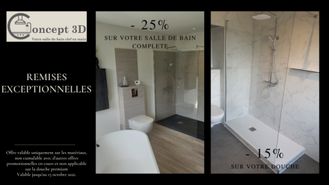 Offre pour la rénovation complète de salle de bain et le remplacement de douche à Bruxelles et partout en Belgique