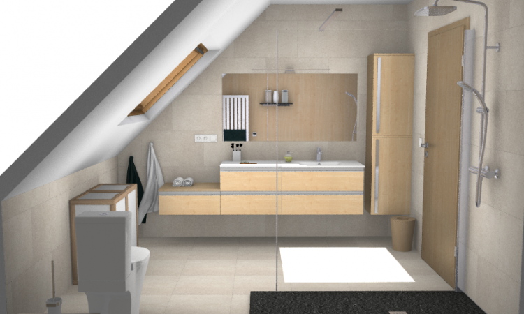 Conception de plan 3D pour rénovation de salle de bain à Mons