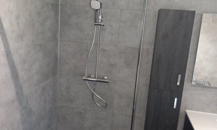 Création de salle de bain avec baignoire et douche à Anderlues